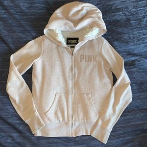 LIKE NEW XS VS PINK faux fur hoodie